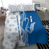 Busingen am Hochrhein Germany Bedding Set with Swan Pattern and Blue White Heart Design - Wonder Print Shop