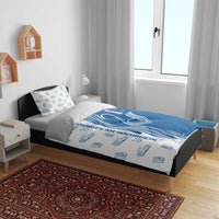 Busingen am Hochrhein Germany Bedding Set with Swan Pattern and Blue White Heart Design - Wonder Print Shop