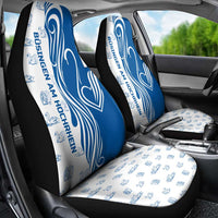 Busingen am Hochrhein Germany Car Seat Cover with Swan Pattern and Blue White Heart Design - Wonder Print Shop