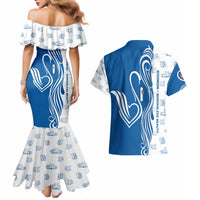 Busingen am Hochrhein Germany Couples Matching Mermaid Dress and Hawaiian Shirt with Swan Pattern and Blue White Heart Design - Wonder Print Shop
