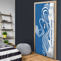 Busingen am Hochrhein Germany Door Cover with Swan Pattern and Blue White Heart Design - Wonder Print Shop