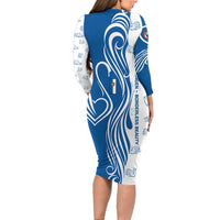 Busingen am Hochrhein Germany Family Matching Long Sleeve Bodycon Dress and Hawaiian Shirt with Swan Pattern and Blue White Heart Design - Wonder Print Shop