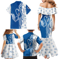 Busingen am Hochrhein Germany Family Matching Mermaid Dress and Hawaiian Shirt with Swan Pattern and Blue White Heart Design - Wonder Print Shop