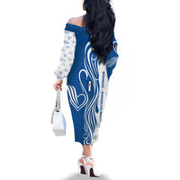 Busingen am Hochrhein Germany Family Matching Off The Shoulder Long Sleeve Dress and Hawaiian Shirt with Swan Pattern and Blue White Heart Design - Wonder Print Shop