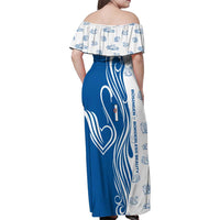 Busingen am Hochrhein Germany Family Matching Off Shoulder Maxi Dress and Hawaiian Shirt with Swan Pattern and Blue White Heart Design - Wonder Print Shop