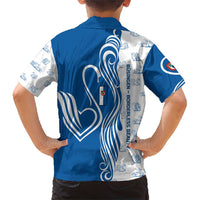 Busingen am Hochrhein Germany Family Matching Short Sleeve Bodycon Dress and Hawaiian Shirt with Swan Pattern and Blue White Heart Design - Wonder Print Shop