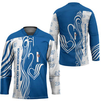 Busingen am Hochrhein Germany Hockey Jersey with Swan Pattern and Blue White Heart Design - Wonder Print Shop