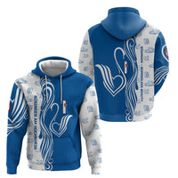 Busingen am Hochrhein Germany Hoodie with Swan Pattern and Blue White Heart Design - Wonder Print Shop