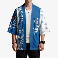 Busingen am Hochrhein Germany Kimono with Swan Pattern and Blue White Heart Design - Wonder Print Shop