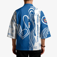 Busingen am Hochrhein Germany Kimono with Swan Pattern and Blue White Heart Design - Wonder Print Shop