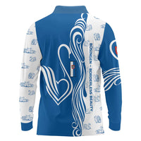 Busingen am Hochrhein Germany Long Sleeve Polo Shirt with Swan Pattern and Blue White Heart Design - Wonder Print Shop