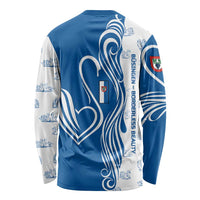 Busingen am Hochrhein Germany Long Sleeve Shirt with Swan Pattern and Blue White Heart Design - Wonder Print Shop