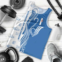 Busingen am Hochrhein Germany Men Tank Top with Swan Pattern and Blue White Heart Design - Wonder Print Shop