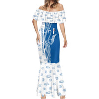Busingen am Hochrhein Germany Mermaid Dress with Swan Pattern and Blue White Heart Design - Wonder Print Shop