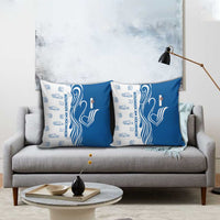 Busingen am Hochrhein Germany Pillow Cover with Swan Pattern and Blue White Heart Design - Wonder Print Shop