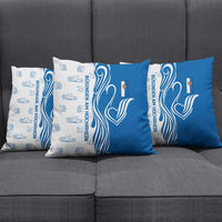 Busingen am Hochrhein Germany Pillow Cover with Swan Pattern and Blue White Heart Design - Wonder Print Shop