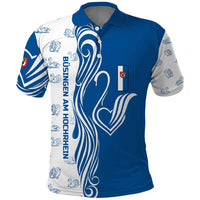 Busingen am Hochrhein Germany Polo Shirt with Swan Pattern and Blue White Heart Design - Wonder Print Shop