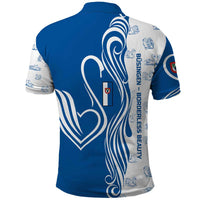 Busingen am Hochrhein Germany Polo Shirt with Swan Pattern and Blue White Heart Design - Wonder Print Shop