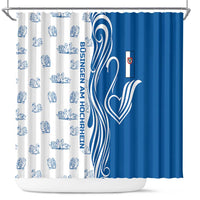 Busingen am Hochrhein Germany Shower Curtain with Swan Pattern and Blue White Heart Design - Wonder Print Shop