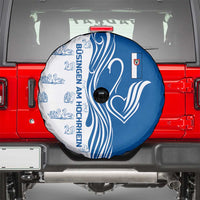 Busingen am Hochrhein Germany Spare Tire Cover with Swan Pattern and Blue White Heart Design - Wonder Print Shop