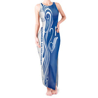 Busingen am Hochrhein Germany Tank Maxi Dress with Swan Pattern and Blue White Heart Design - Wonder Print Shop