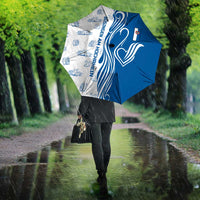 Busingen am Hochrhein Germany Umbrella with Swan Pattern and Blue White Heart Design - Wonder Print Shop