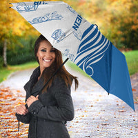 Busingen am Hochrhein Germany Umbrella with Swan Pattern and Blue White Heart Design - Wonder Print Shop
