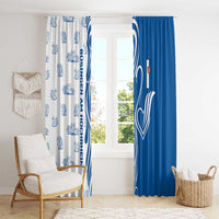 Busingen am Hochrhein Germany Window Curtain with Swan Pattern and Blue White Heart Design - Wonder Print Shop