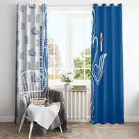 Busingen am Hochrhein Germany Window Curtain with Swan Pattern and Blue White Heart Design - Wonder Print Shop
