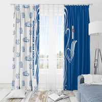 Busingen am Hochrhein Germany Window Curtain with Swan Pattern and Blue White Heart Design - Wonder Print Shop