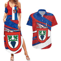 Busingen am Hochrhein Germany Couples Matching Summer Maxi Dress and Hawaiian Shirt with Grape Crest Design and Red Blue Wine Theme - Wonder Print Shop