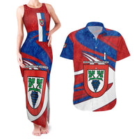 Busingen am Hochrhein Germany Couples Matching Tank Maxi Dress and Hawaiian Shirt with Grape Crest Design and Red Blue Wine Theme - Wonder Print Shop