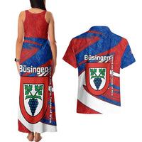 Busingen am Hochrhein Germany Couples Matching Tank Maxi Dress and Hawaiian Shirt with Grape Crest Design and Red Blue Wine Theme - Wonder Print Shop