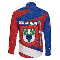 Busingen am Hochrhein Germany Family Matching Off Shoulder Short Dress and Hawaiian Shirt with Grape Crest Design and Red Blue Wine Theme - Wonder Print Shop