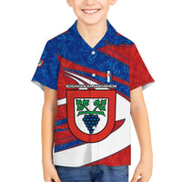 Busingen am Hochrhein Germany Family Matching Off Shoulder Short Dress and Hawaiian Shirt with Grape Crest Design and Red Blue Wine Theme - Wonder Print Shop