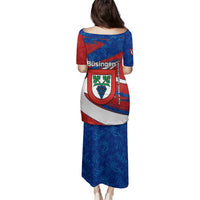 Busingen am Hochrhein Germany Family Matching Puletasi and Hawaiian Shirt with Grape Crest Design and Red Blue Wine Theme - Wonder Print Shop