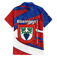 Busingen am Hochrhein Germany Family Matching Short Sleeve Bodycon Dress and Hawaiian Shirt with Grape Crest Design and Red Blue Wine Theme - Wonder Print Shop