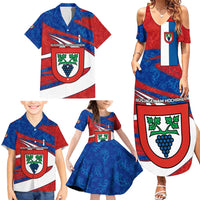 Busingen am Hochrhein Germany Family Matching Summer Maxi Dress and Hawaiian Shirt with Grape Crest Design and Red Blue Wine Theme - Wonder Print Shop