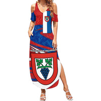 Busingen am Hochrhein Germany Family Matching Summer Maxi Dress and Hawaiian Shirt with Grape Crest Design and Red Blue Wine Theme - Wonder Print Shop