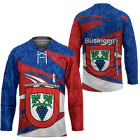 Busingen am Hochrhein Germany Hockey Jersey with Grape Crest Design and Red Blue Wine Theme - Wonder Print Shop