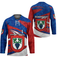 Busingen am Hochrhein Germany Hockey Jersey with Grape Crest Design and Red Blue Wine Theme - Wonder Print Shop
