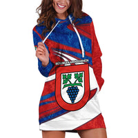 Busingen am Hochrhein Germany Hoodie Dress with Grape Crest Design and Red Blue Wine Theme - Wonder Print Shop