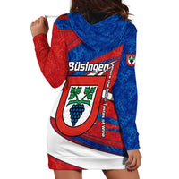 Busingen am Hochrhein Germany Hoodie Dress with Grape Crest Design and Red Blue Wine Theme - Wonder Print Shop