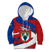 Busingen am Hochrhein Germany Kid Hoodie with Grape Crest Design and Red Blue Wine Theme - Wonder Print Shop