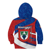 Busingen am Hochrhein Germany Kid Hoodie with Grape Crest Design and Red Blue Wine Theme - Wonder Print Shop