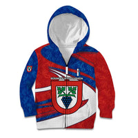 Busingen am Hochrhein Germany Kid Hoodie with Grape Crest Design and Red Blue Wine Theme - Wonder Print Shop