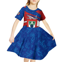 Busingen am Hochrhein Germany Kid Short Sleeve Dress with Grape Crest Design and Red Blue Wine Theme - Wonder Print Shop