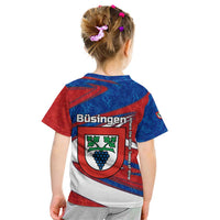 Busingen am Hochrhein Germany Kid T Shirt with Grape Crest Design and Red Blue Wine Theme - Wonder Print Shop
