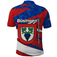 Busingen am Hochrhein Germany Polo Shirt with Grape Crest Design and Red Blue Wine Theme - Wonder Print Shop