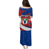 Busingen am Hochrhein Germany Puletasi with Grape Crest Design and Red Blue Wine Theme - Wonder Print Shop